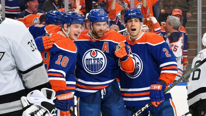 Hyman, McDavid lead Oilers to 7-4 playoff win over Kings