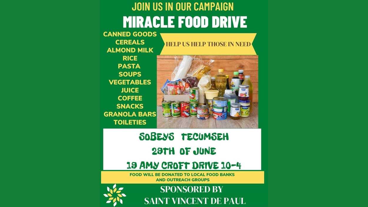 Society Of Saint Vincent De Paul hosting Miracle Food Drive this June